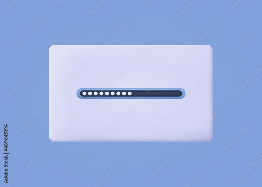3d load icon. Game download progress page. Interface with the process of the indicator, waiting and transferring information. Isolated button, percentage, speed, status of getting info data. Vector 3d load icon. Game download progress page. Interface with the process of the indicator, waiting and transferring information. Isolated button, percentage, speed, status of getting info data. Vector