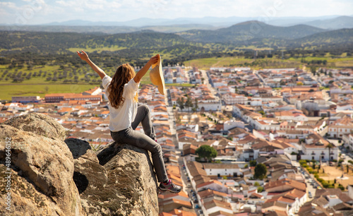 woman enjoying panoramic view of Spain city