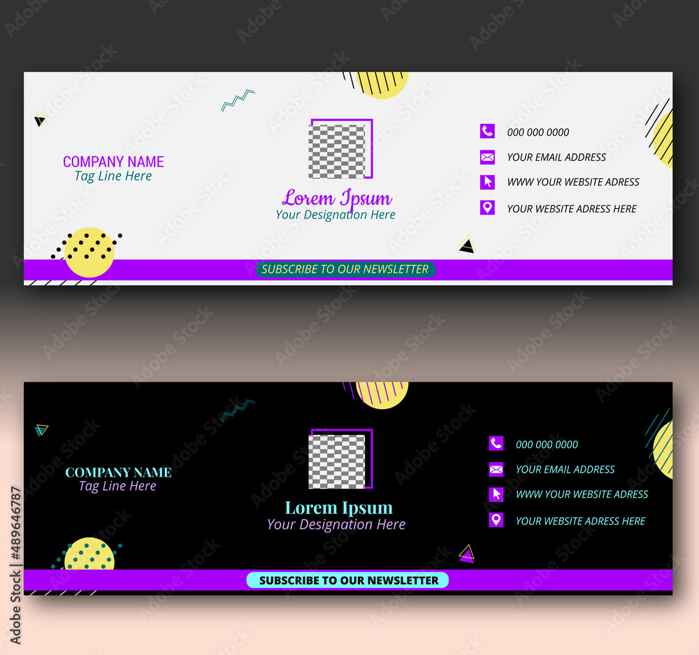 Email signature design template.Modern minimal design e mail signature with contact information Email signature design template.Modern minimal design e mail signature with contact information