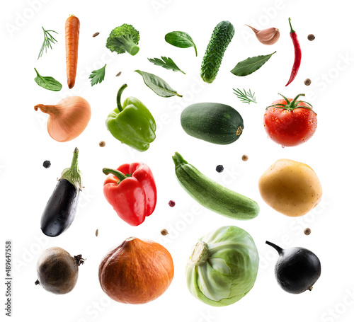 Large set of isolated vegetables on a white background photo