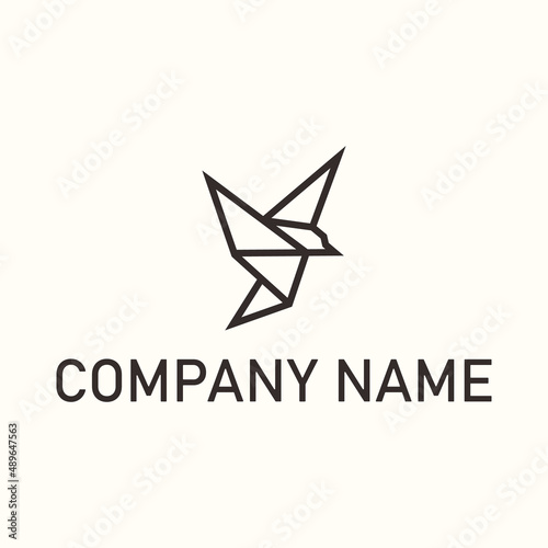 geometric colibri bird tech line art logo vector icon illustration