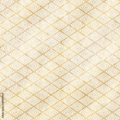 入子菱の和柄背景素材 金色 和紙風テクスチャ 上品 白 ゴージャス 正方形バナー タイル 幾何学