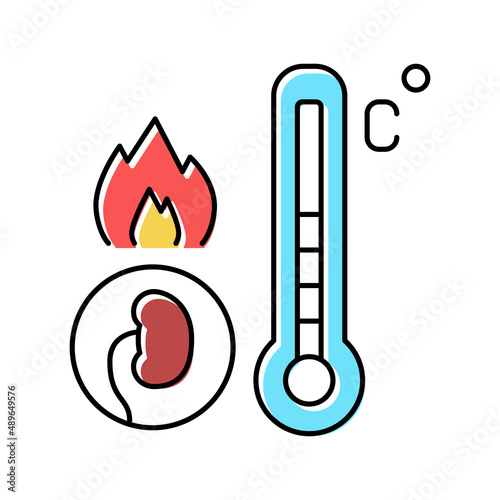 burning pain kidneys color icon vector illustration