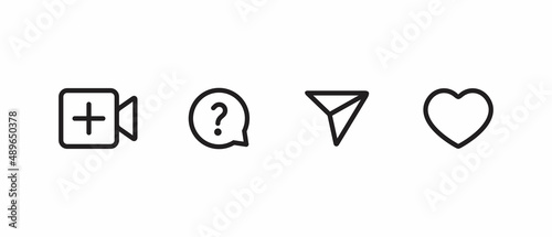 Request Live Video, Question, Share, and Like Icon Vector in Line Style