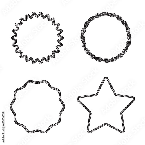 rope boarder circle pattern frame vector illustration set