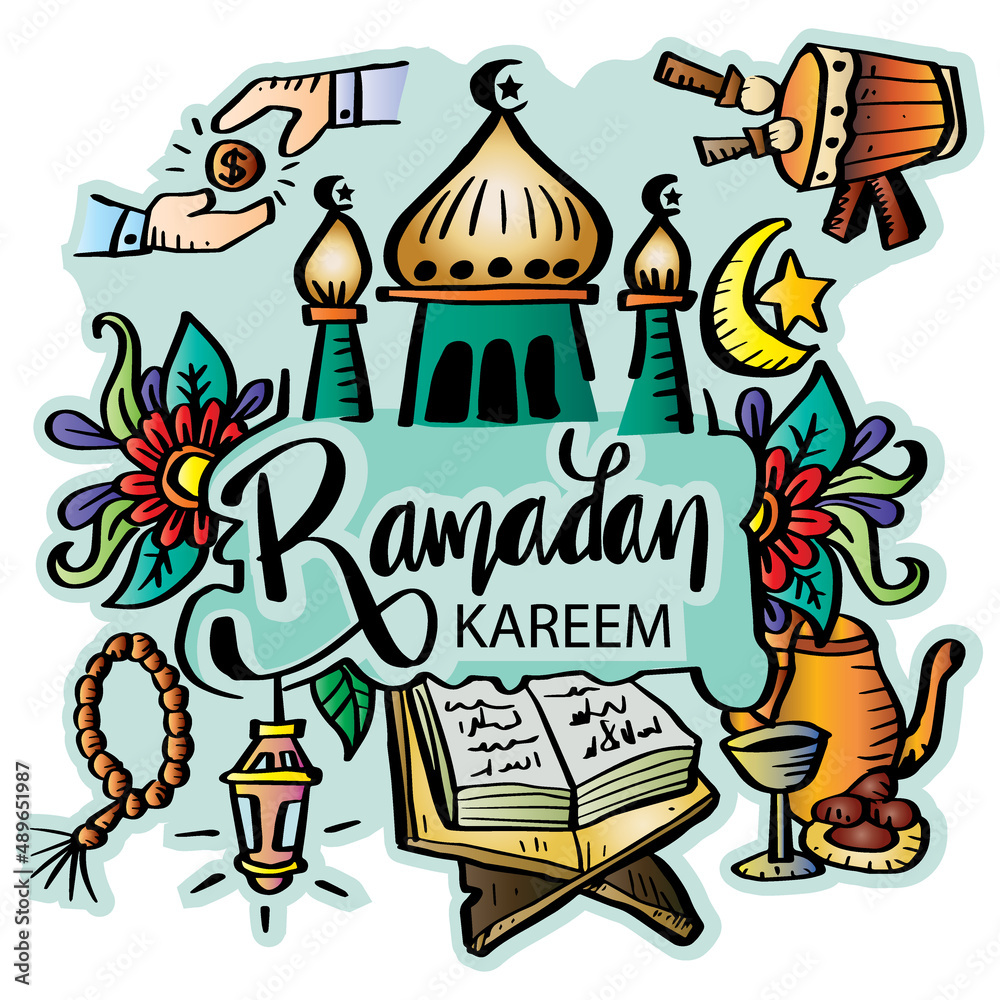 Obraz premium Doodle hand drawn Ramadan Kareem