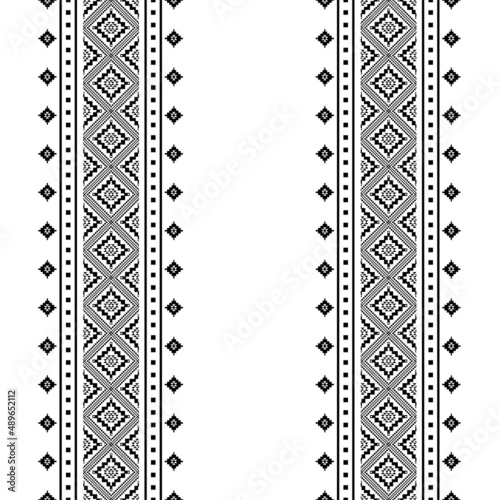 Geometric ethnic oriental seamless pattern traditional Design for background,carpet,wallpaper.clothing,wrapping,Batik fabric,Vector illustration.embroidery style - Sadu, sadou, sadow or sado