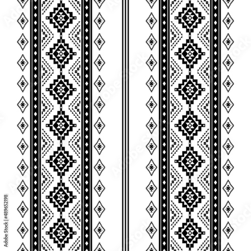 Geometric ethnic oriental seamless pattern traditional Design for background,carpet,wallpaper.clothing,wrapping,Batik fabric,Vector illustration.embroidery style - Sadu, sadou, sadow or sado