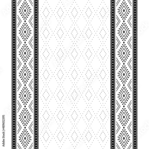 Geometric ethnic oriental seamless pattern traditional Design for background,carpet,wallpaper.clothing,wrapping,Batik fabric,Vector illustration.embroidery style - Sadu, sadou, sadow or sado