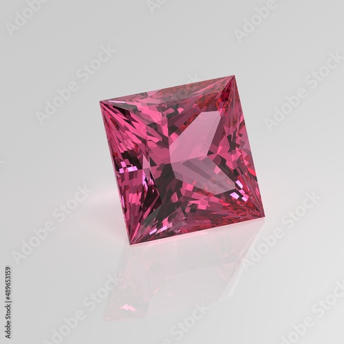 pink tourmaline gemstone princess 3D render