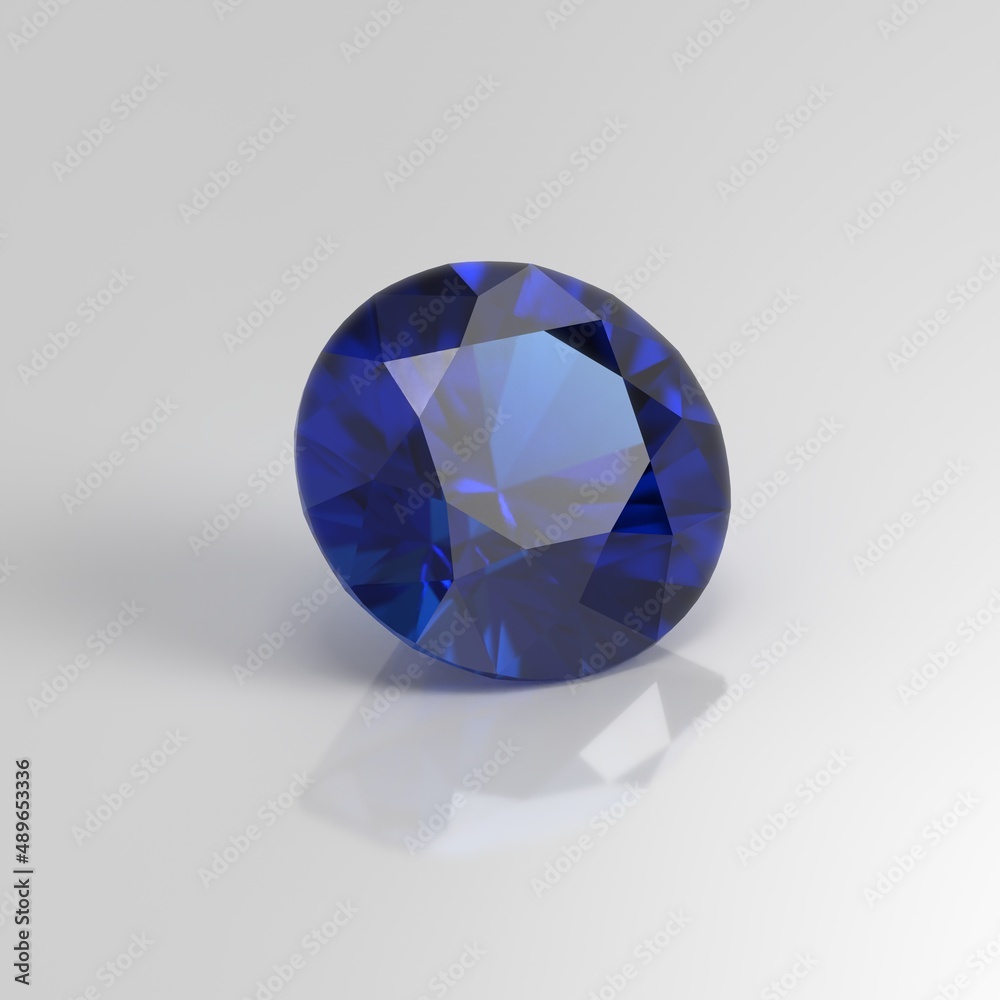 blue sapphire gemstone round 3D render blue sapphire gemstone round 3D render
