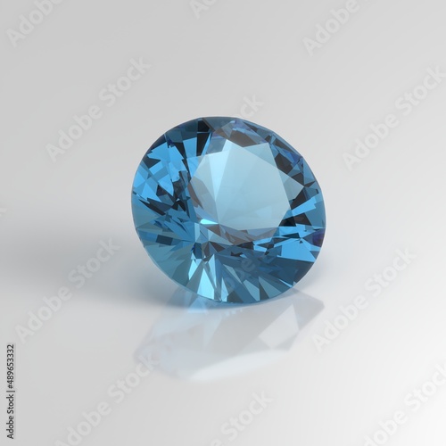 aquamarine gemstone round 3D render