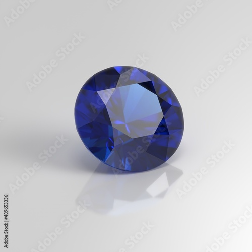 blue sapphire gemstone round 3D render