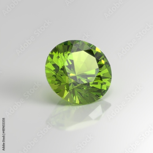 peridot gemstone round 3D render photo
