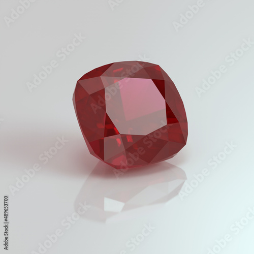 ruby gemstone cushion square 3D render