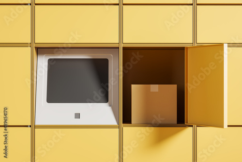Automated service post with open cell and parcel