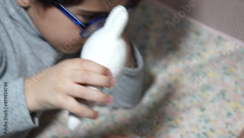 The boy playing with his sister. 4K