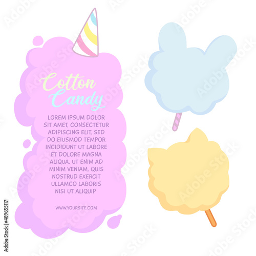 collection of cotton candy speech bubbles vector