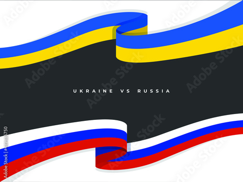 Russia and Ukraine Flag on dark background. Vector illustration