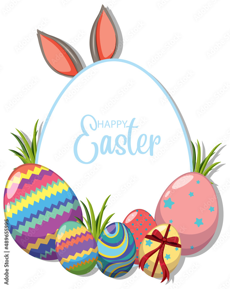 Happy Easter design with decorated eggs Happy Easter design with decorated eggs