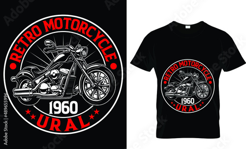 Retro motorcycle 1960 URAL - Biker T-shirt Design photo