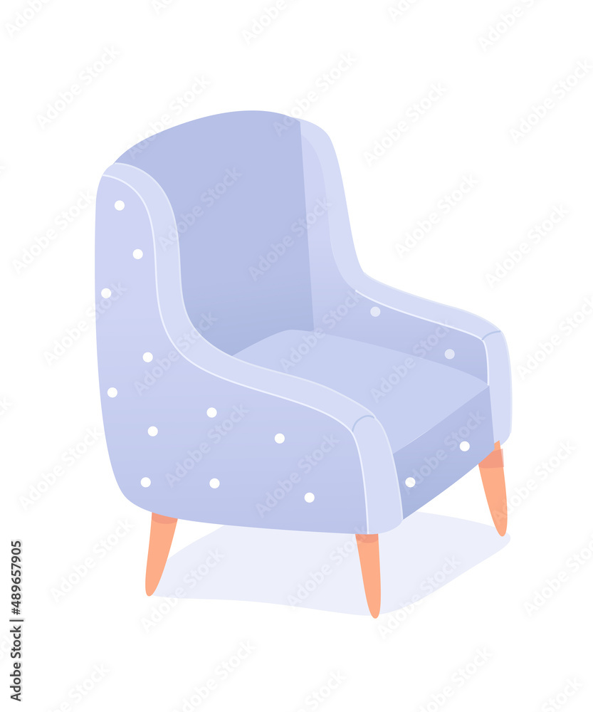Cute soft chair, hygge furniture for home living room, cozy 3d blue polka dot armchair Cute soft chair, hygge furniture for home living room, cozy 3d blue polka dot armchair