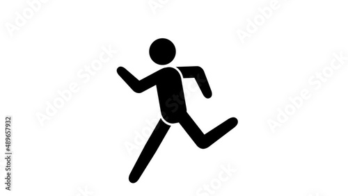 走るピクトグラム。Run cycle of a pictogram man. Looped animation with a luma matte. Icon.