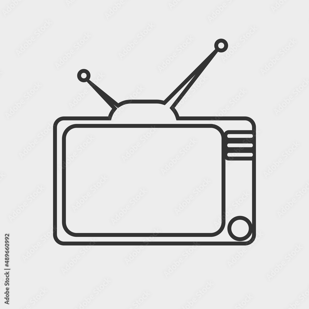 Old TV vector icon illustration sign Old TV vector icon illustration sign