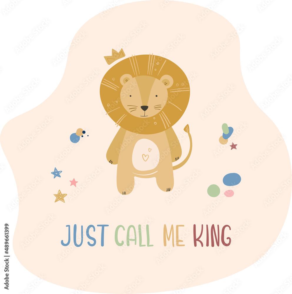 Cartoon cute animals baby card with text Cartoon cute animals baby card with text