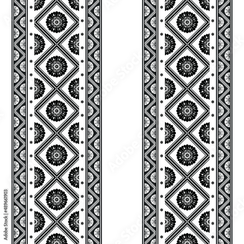 Geometric ethnic oriental seamless pattern traditional Design for background,carpet,wallpaper.clothing,wrapping,Batik fabric,Vector illustration.embroidery style - Sadu, sadou, sadow or sado