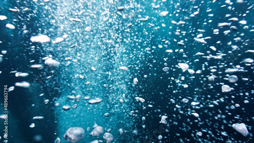 Underwater air bubbles in the sea