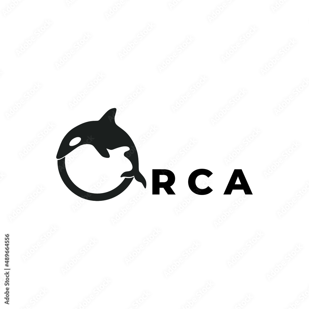 Fototapeta premium Black Orca shark whale vector logo