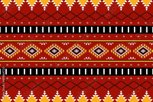 Geometric ethnic oriental seamless pattern traditional Design for background,carpet,wallpaper.clothing,wrapping,Batik fabric,Vector illustration.embroidery style - Sadu, sadou, sadow or sado