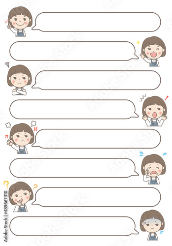 トーク画面　セリフ枠（女の子）おかっぱ　ボブ