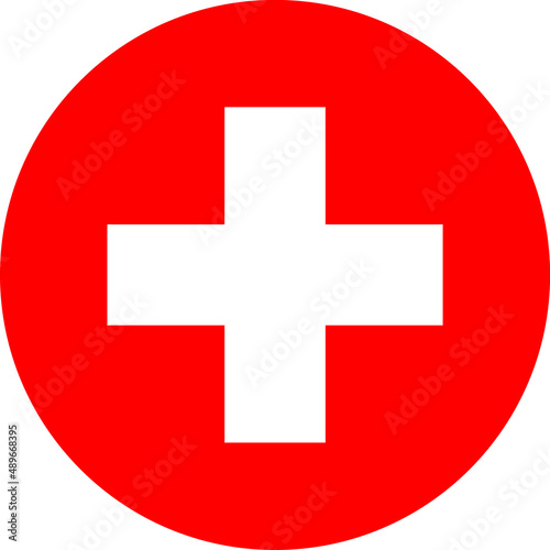 Red cross icon. Swiss flag vector icon.eps