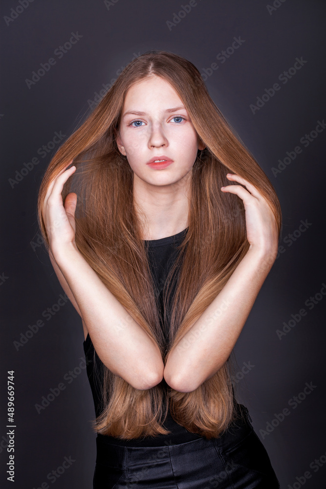 Studio portrait of a young beautiful girl Studio portrait of a young beautiful girl