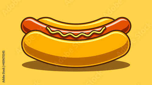 Cartoon hot dog with mustard