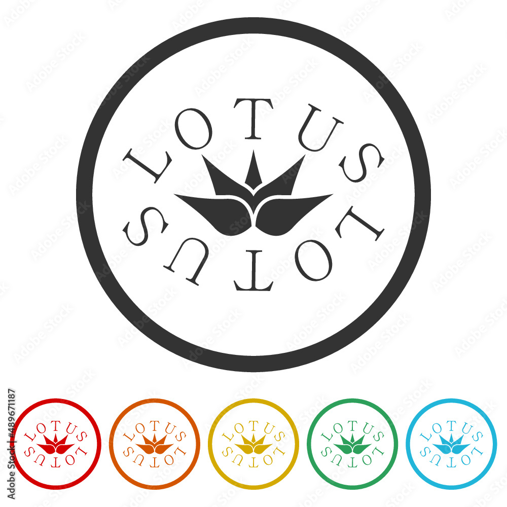 Lotus flower ring icon, color set Lotus flower ring icon, color set