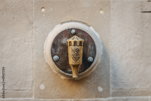 Canvas Print Public water tap in the city of Barcelona, Spain