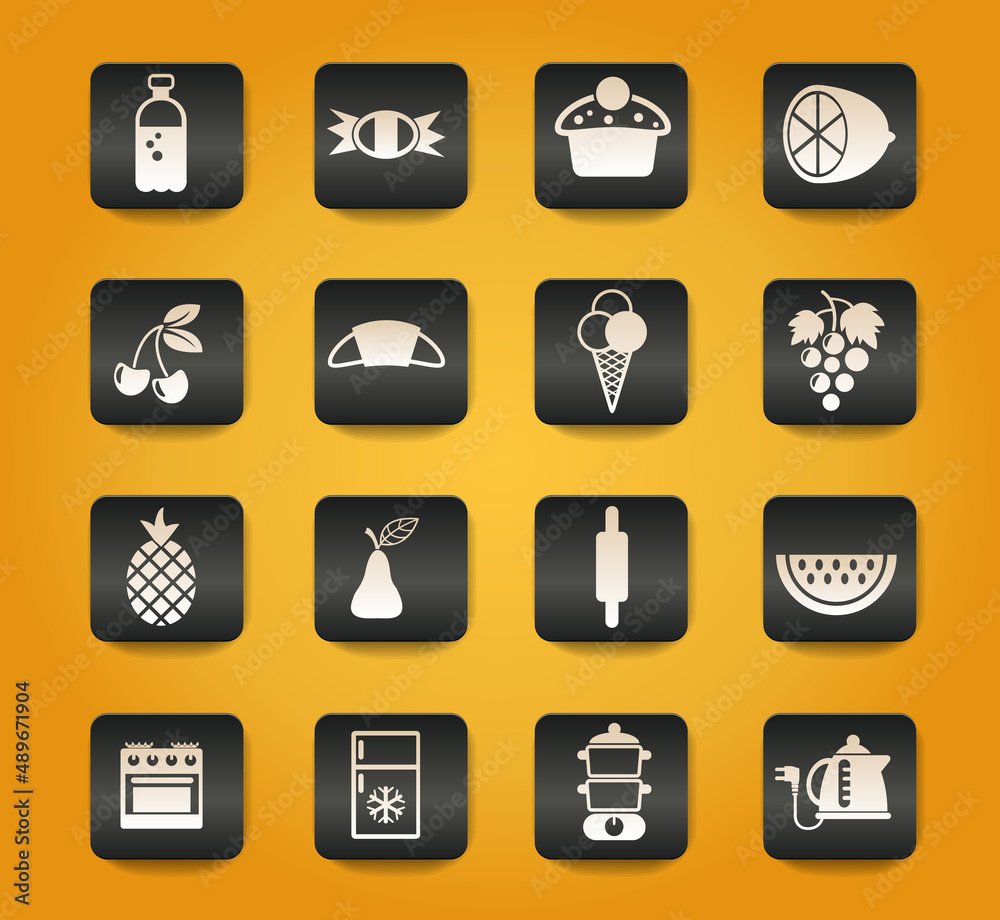 food and kitchen icon set food and kitchen icon set