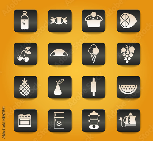 Tableau sur toile food and kitchen icon set