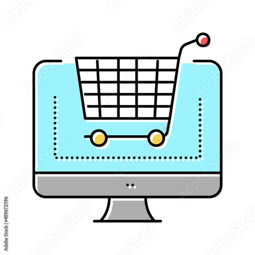 electronic eshopping purchase color icon vector illustration
