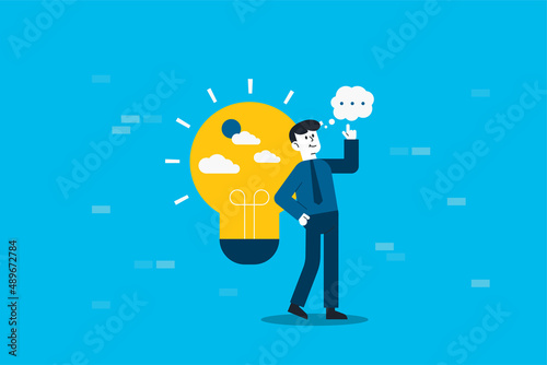 Positive thinking, optimistic mindset or good attitude to success in work, always get idea to solve any problems concept.