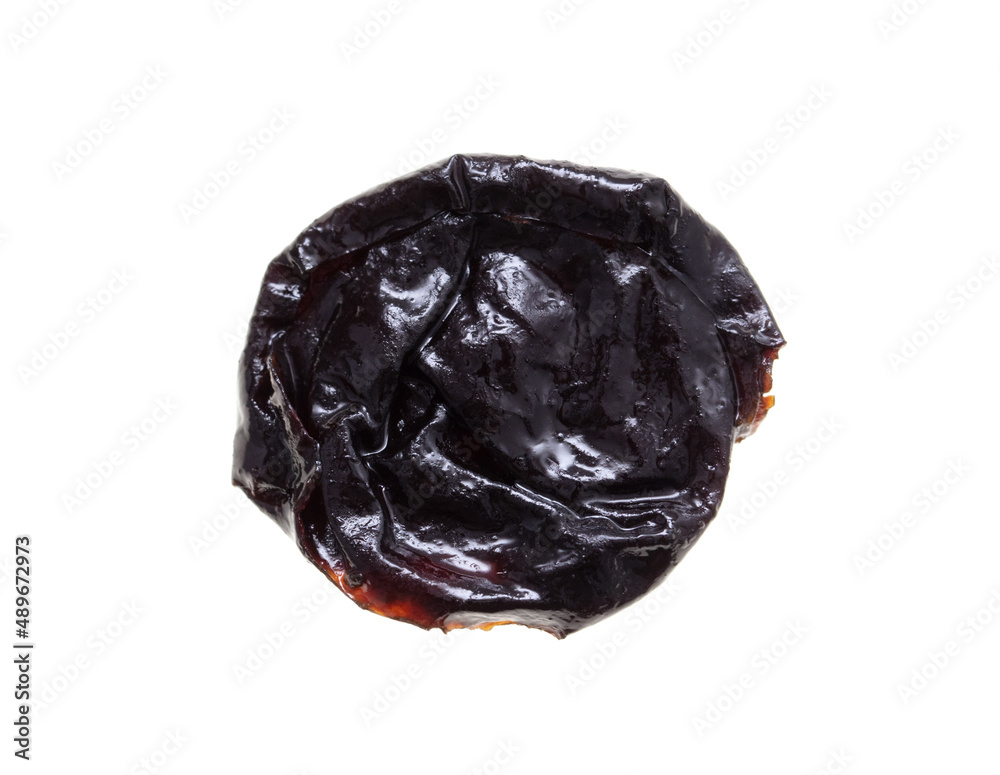 Dried plum isolated on white background.