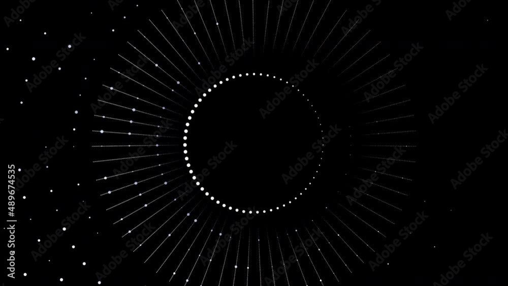 Circle and lines animation on black background