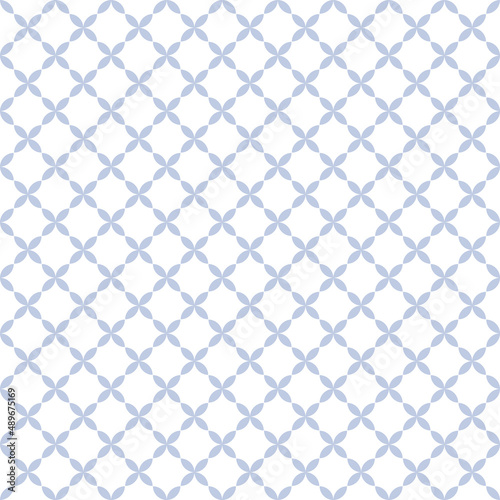 Seamless blue floral checked pattern on white background.