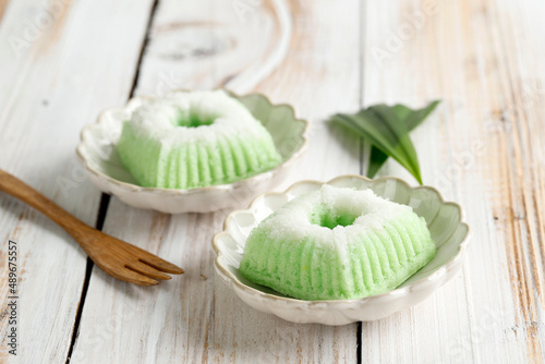 Kue Putu Ayu, Indonesian Traditional Jajan pasar made from Steamed Flour and Grated Coconut. photo
