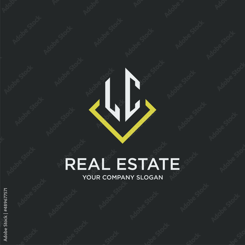 LC initial monogram logo for real estate with polygon style Stock ...