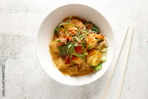 Laksa curry in bowl photo