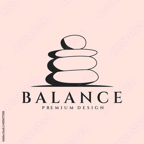 stone line art logo vector symbol illustration design, river stone of pile logo design